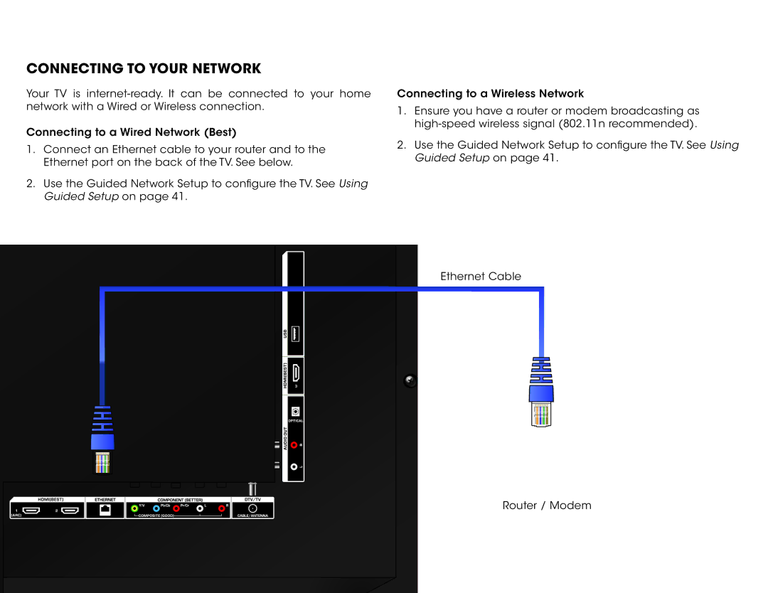 Vizio E390I-A1, E420I-A1, E390IA1 user manual Connecting to your Network 