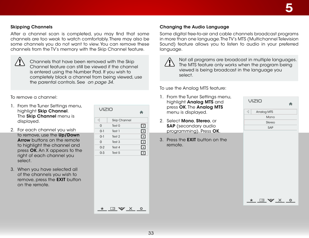 Vizio E420I-A1, E390I-A1, E390IA1 user manual Skip Channel Test 