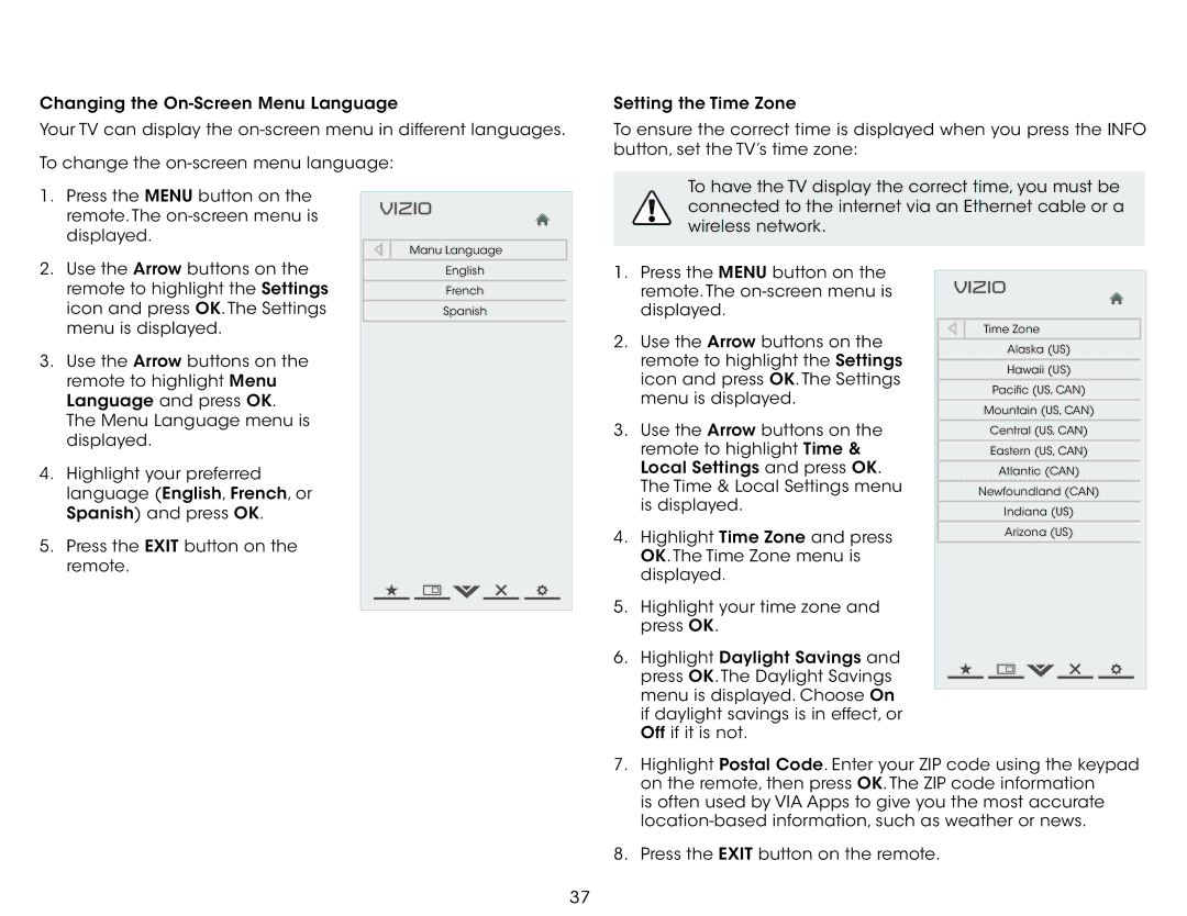 Vizio E390I-A1, E420I-A1, E390IA1 user manual Manu Language 