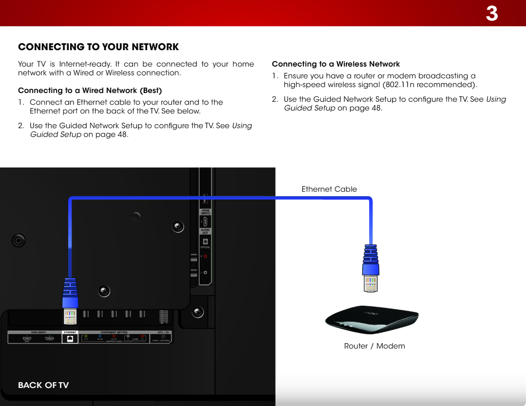 Vizio E420I-B0 user manual Connecting to your Network 