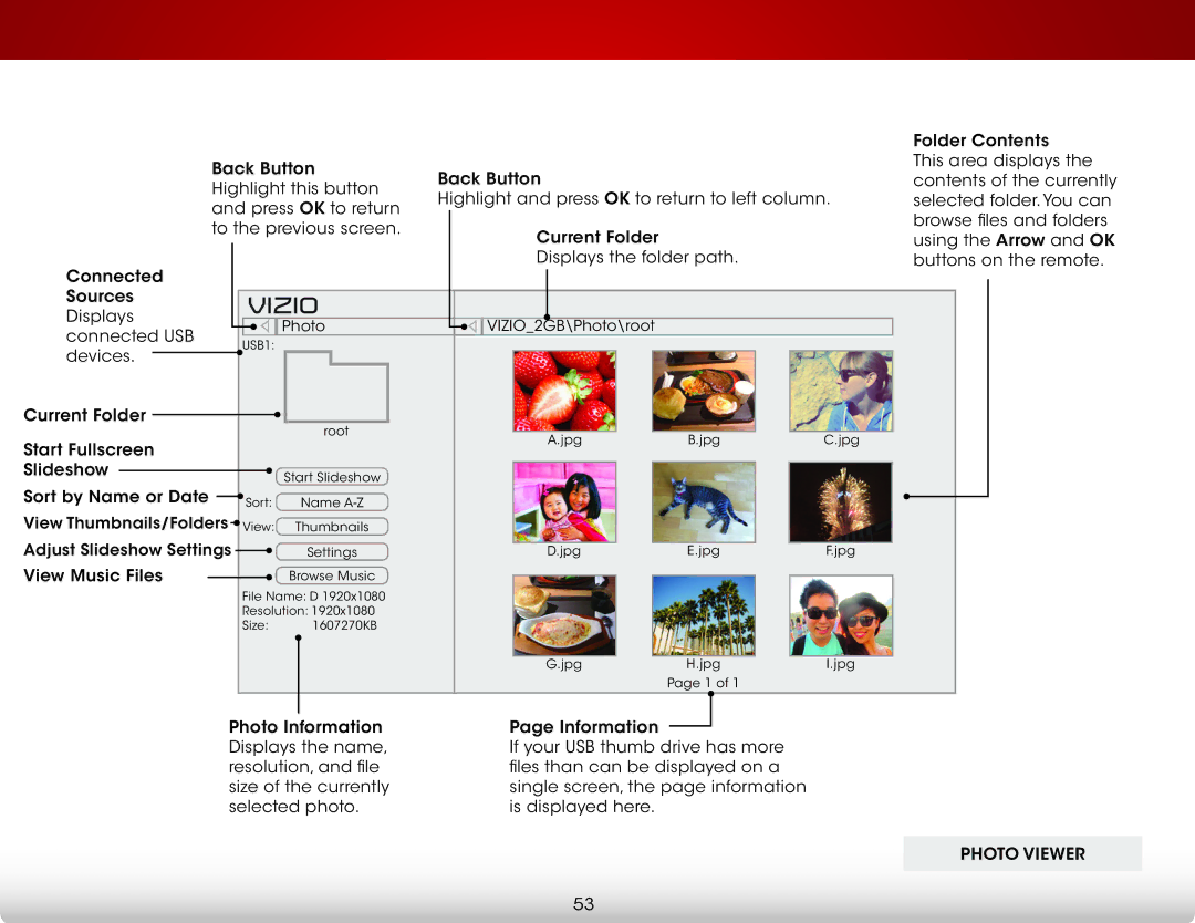 Vizio E420I-B0 user manual Photo Viewer 