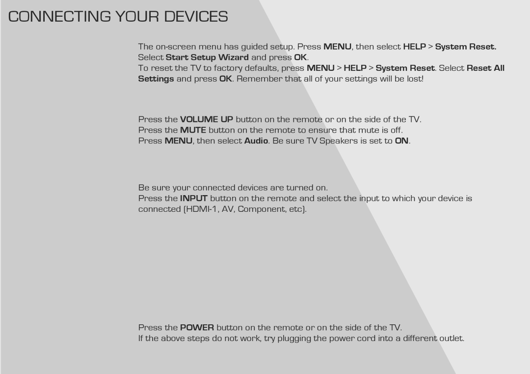 Vizio E320VA, E420VA manual Help Topics, Select Start Setup Wizard and press OK 