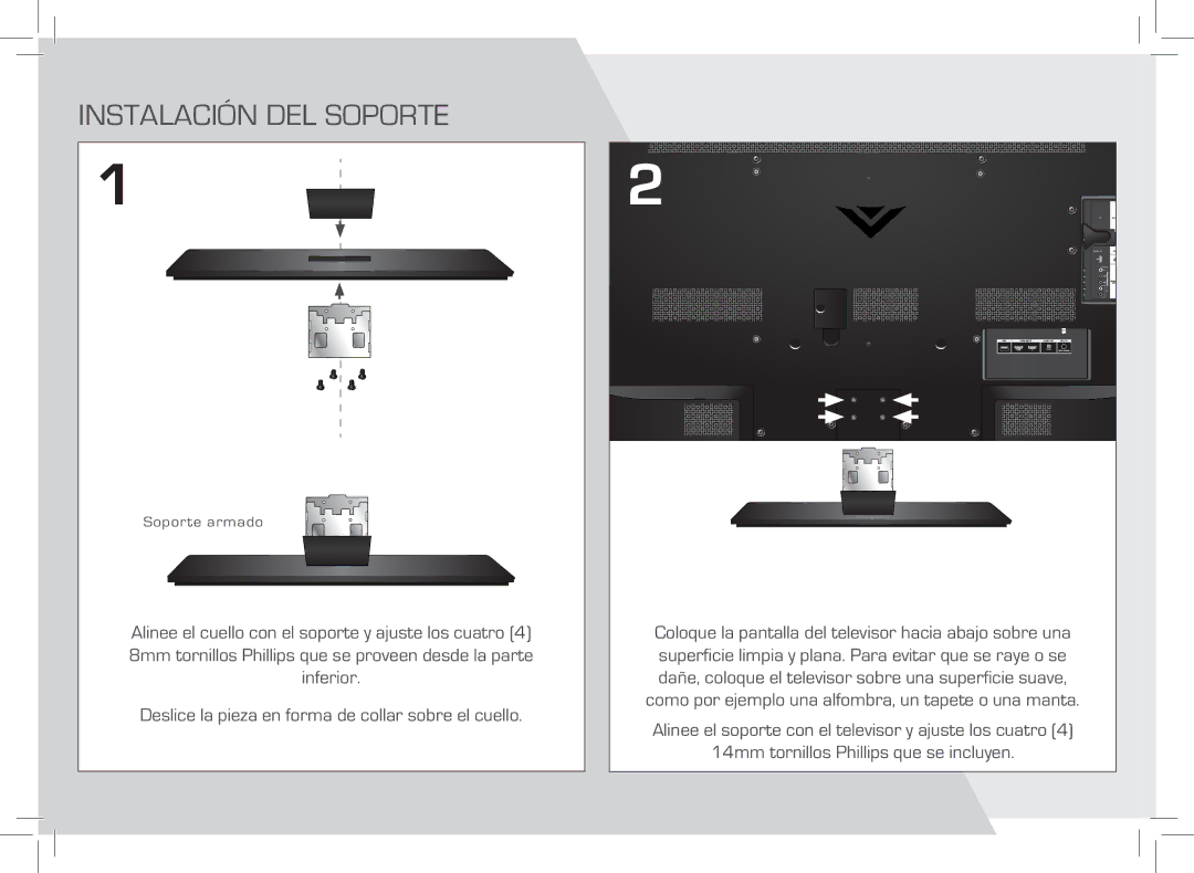 Vizio E420VSE-NA quick start Instalación del soporte 