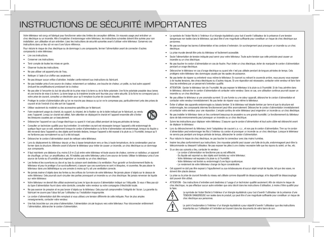 Vizio E420VSE-NA quick start Instructions de sécurité importantes, Les blessures causées par un basculement 