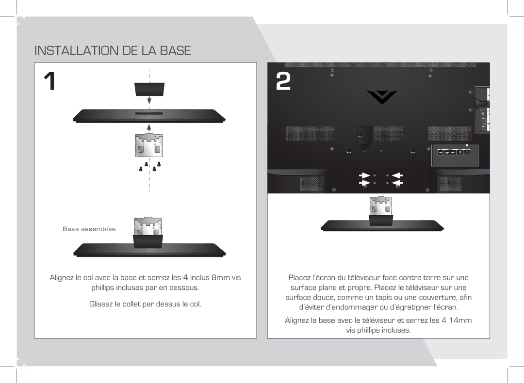 Vizio E420VSE-NA quick start Installation de la base 