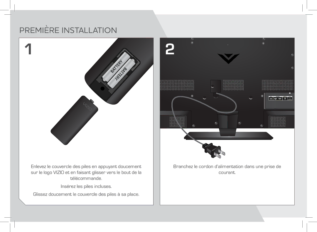 Vizio E420VSE-NA quick start Première installation, Courant 