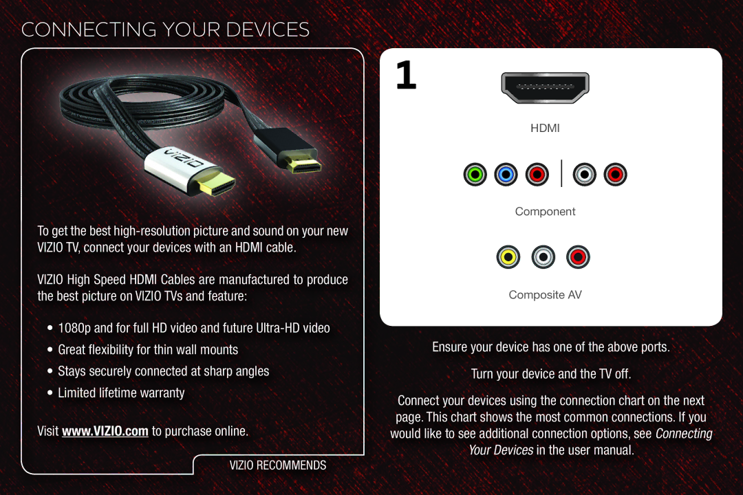 Vizio E370VT, E420VT, E320VT quick start Connecting Your Devices, Vizio Recommends 