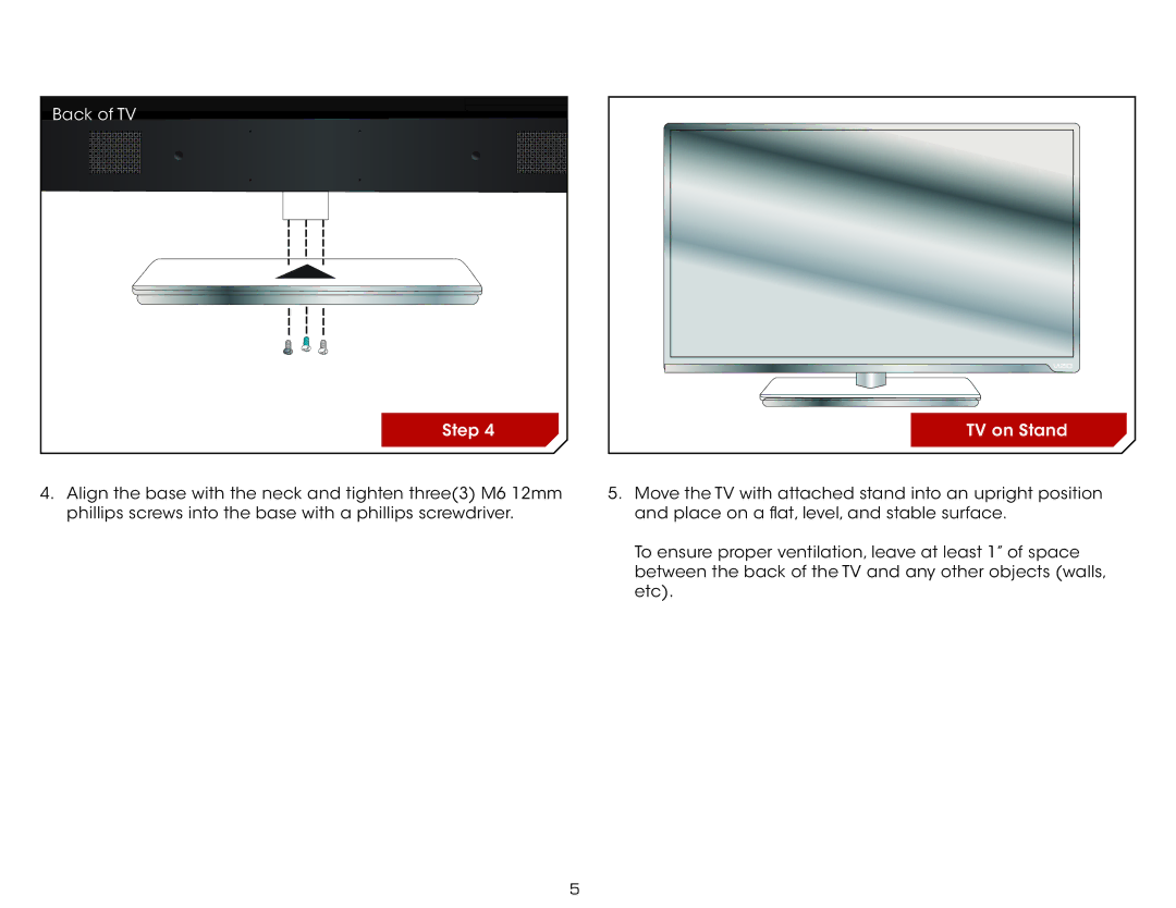 Vizio E461-A1 warranty Back of TV Step TV on Stand 