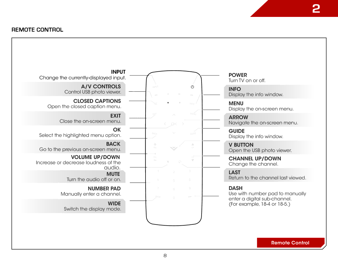 Vizio E470A0, E470-A0 manual Remote Control, Wide 
