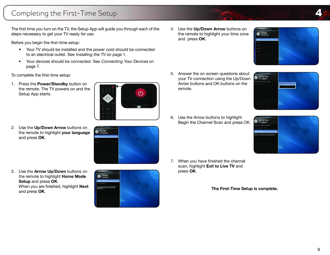 Vizio E470VLE user manual Completing the First-Time Setup, First-Time Setup is complete 