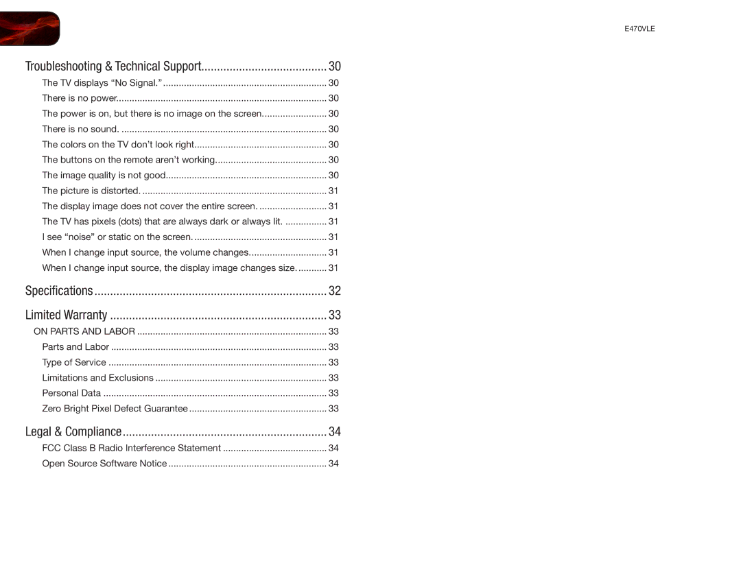 Vizio E470VLE user manual Legal & Compliance 