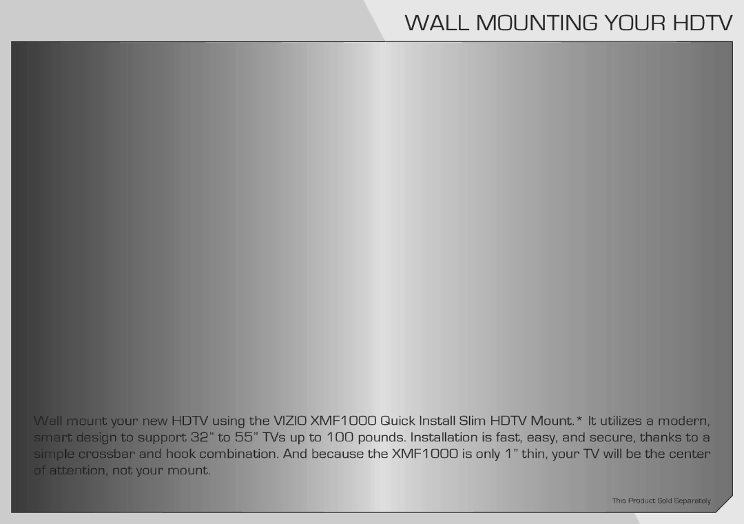 Vizio E471VLE manual Wall Mounting Your Hdtv 