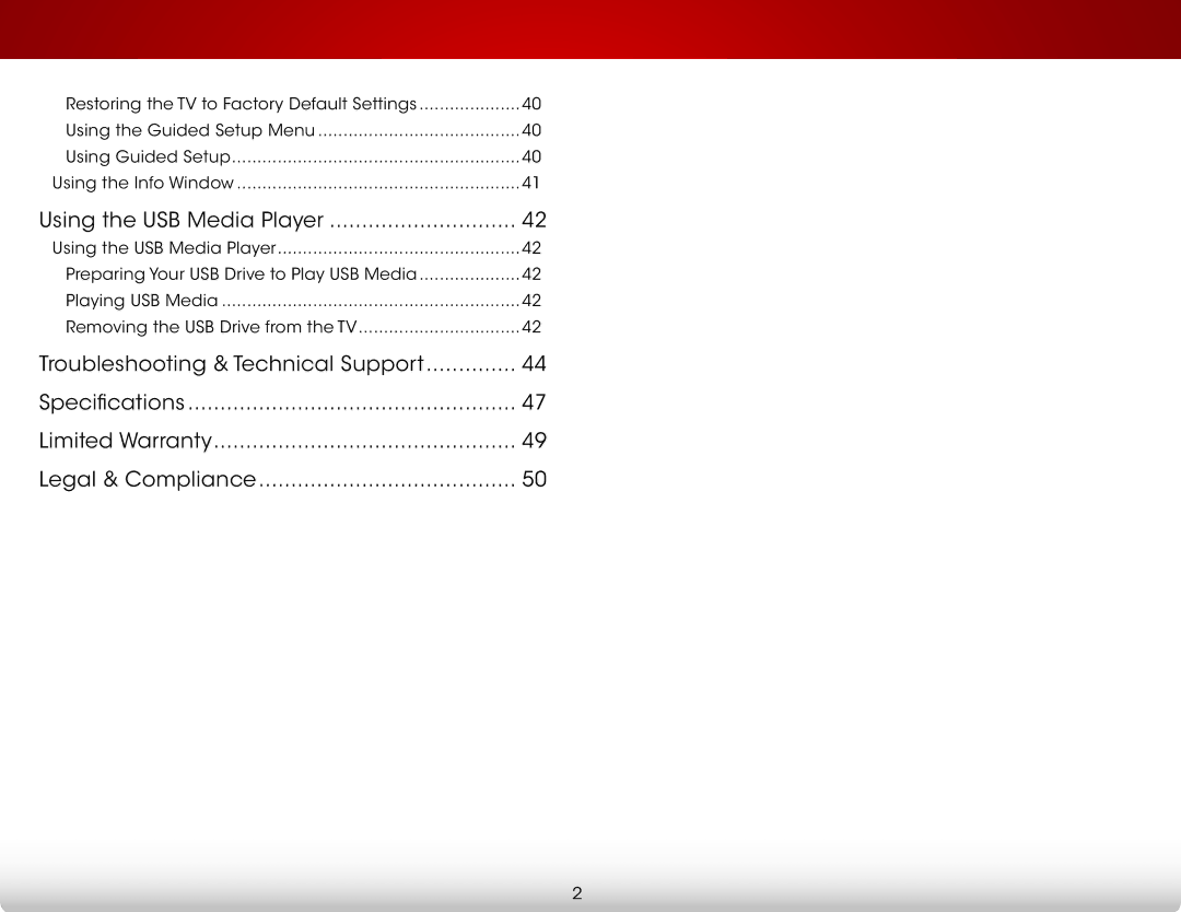 Vizio E480-B2, E400-B2 user manual Using the USB Media Player 