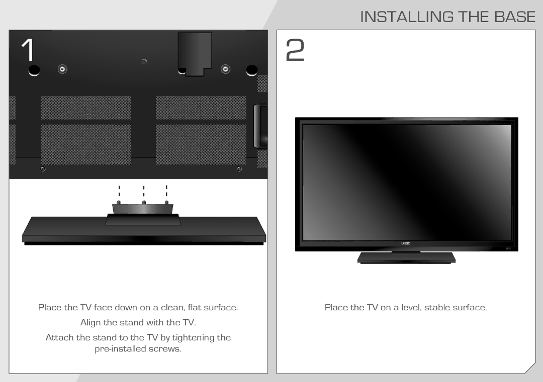 Vizio E500AR quick start Installing the Base 