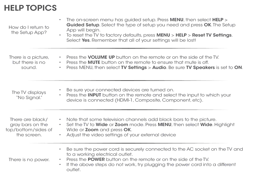 Vizio E470i-A0, E500i-A0 manual Help Topics 