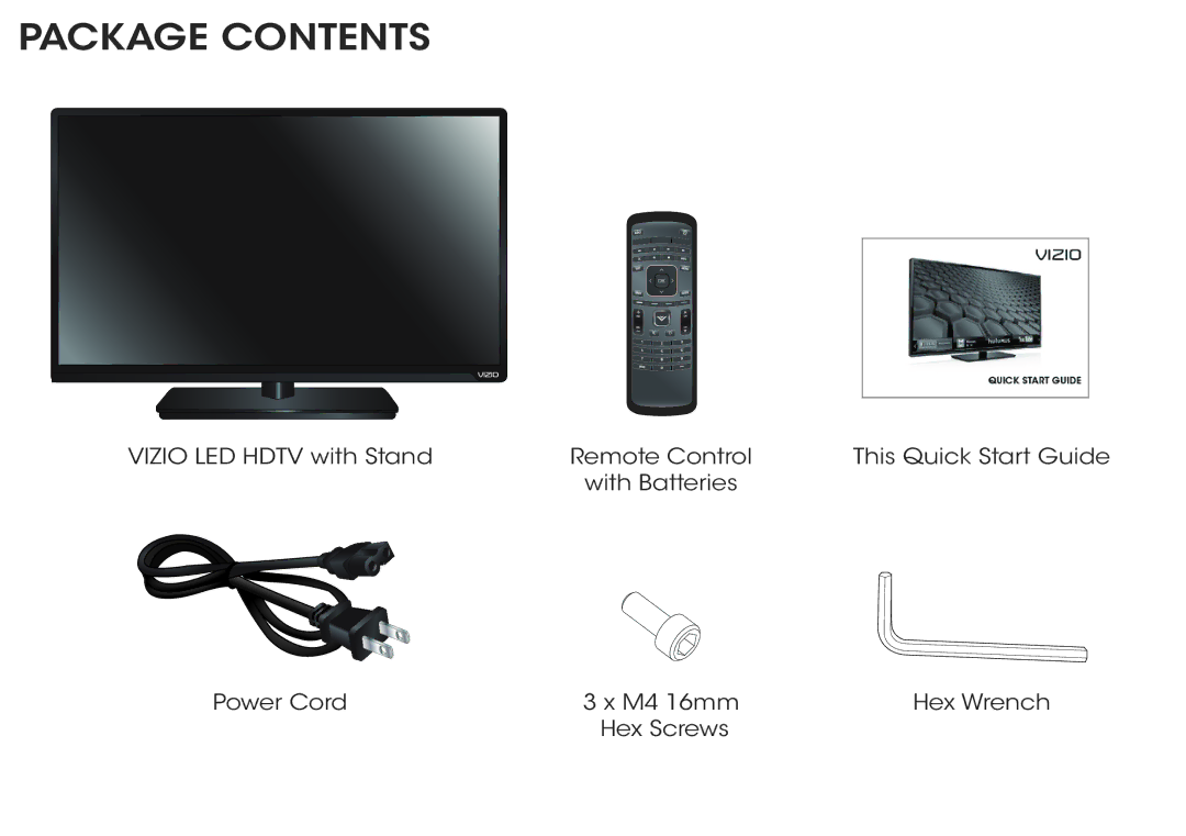 Vizio E470i-A0, E500i-A0 manual Package Contents 