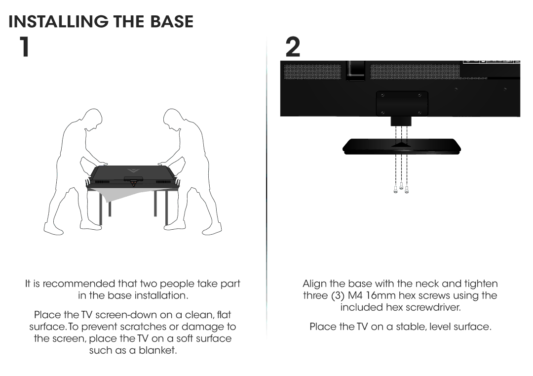 Vizio E470i-A0, E500i-A0 manual Installing the Base 