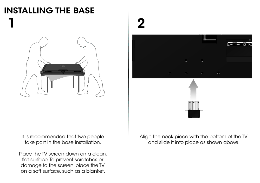 Vizio E500I-A1 manual Installing the Base 