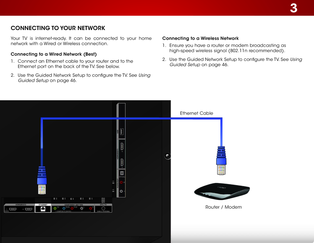 Vizio E500I-A1 user manual Connecting to your Network 