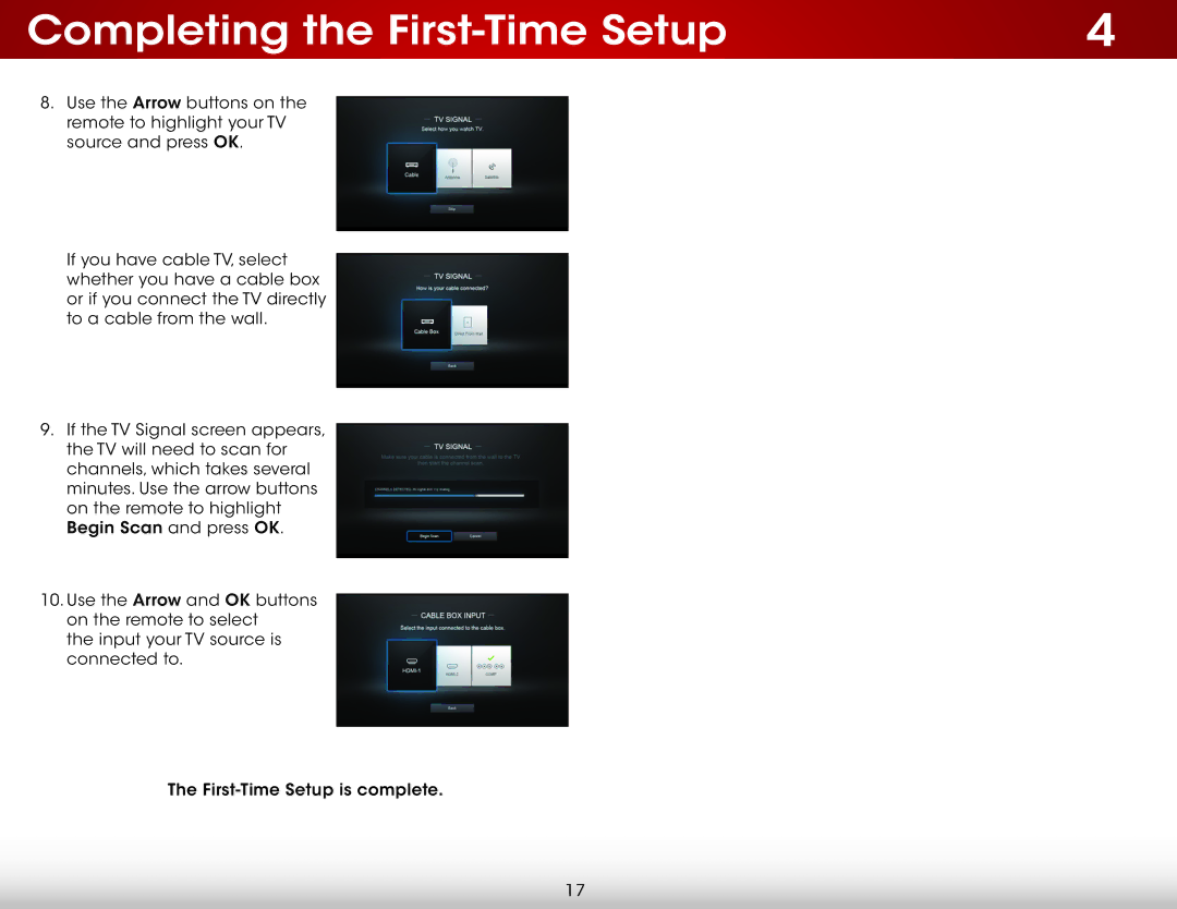 Vizio E500I-A1 user manual Completing the First-Time Setup 