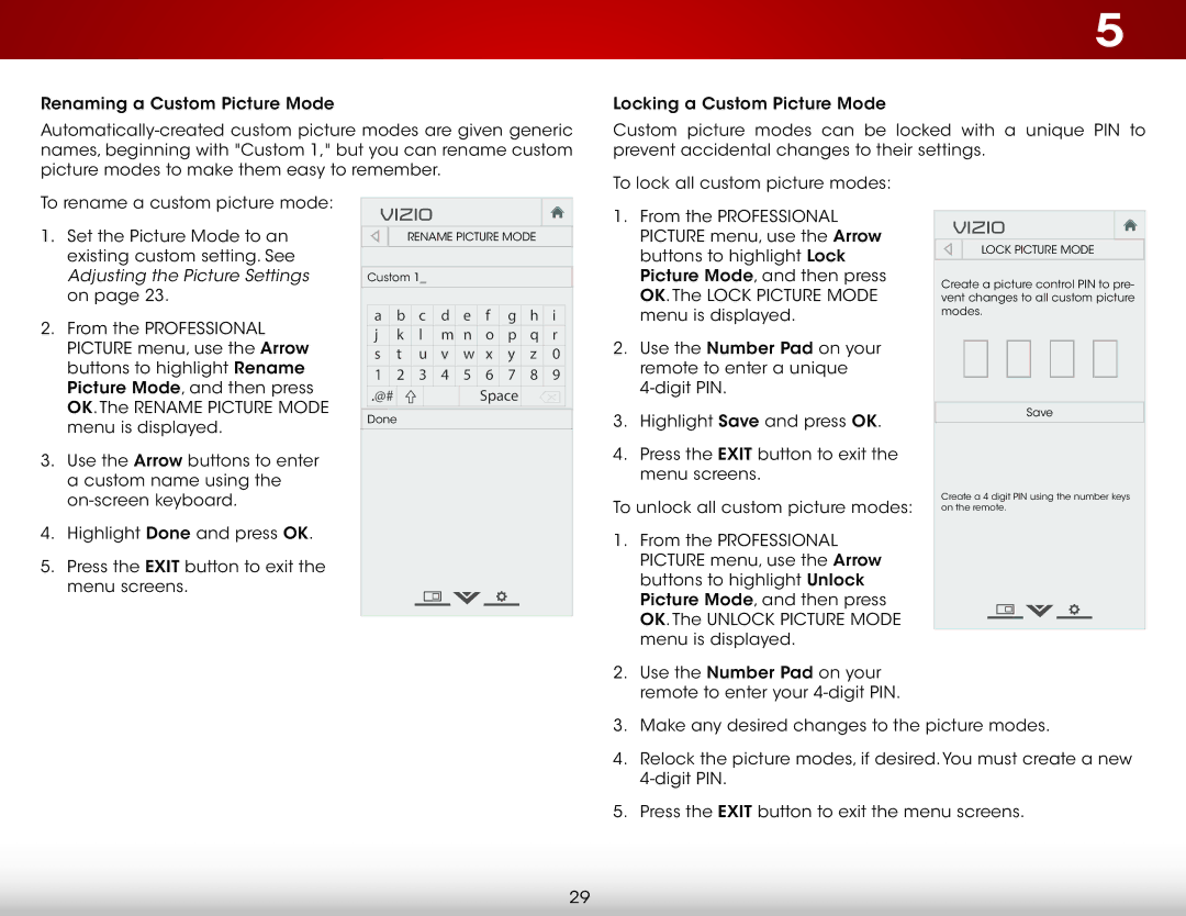 Vizio E500i-B1 user manual Lock Picture Mode 