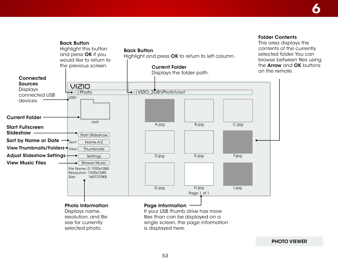 Vizio E500i-B1 user manual Photo Viewer 