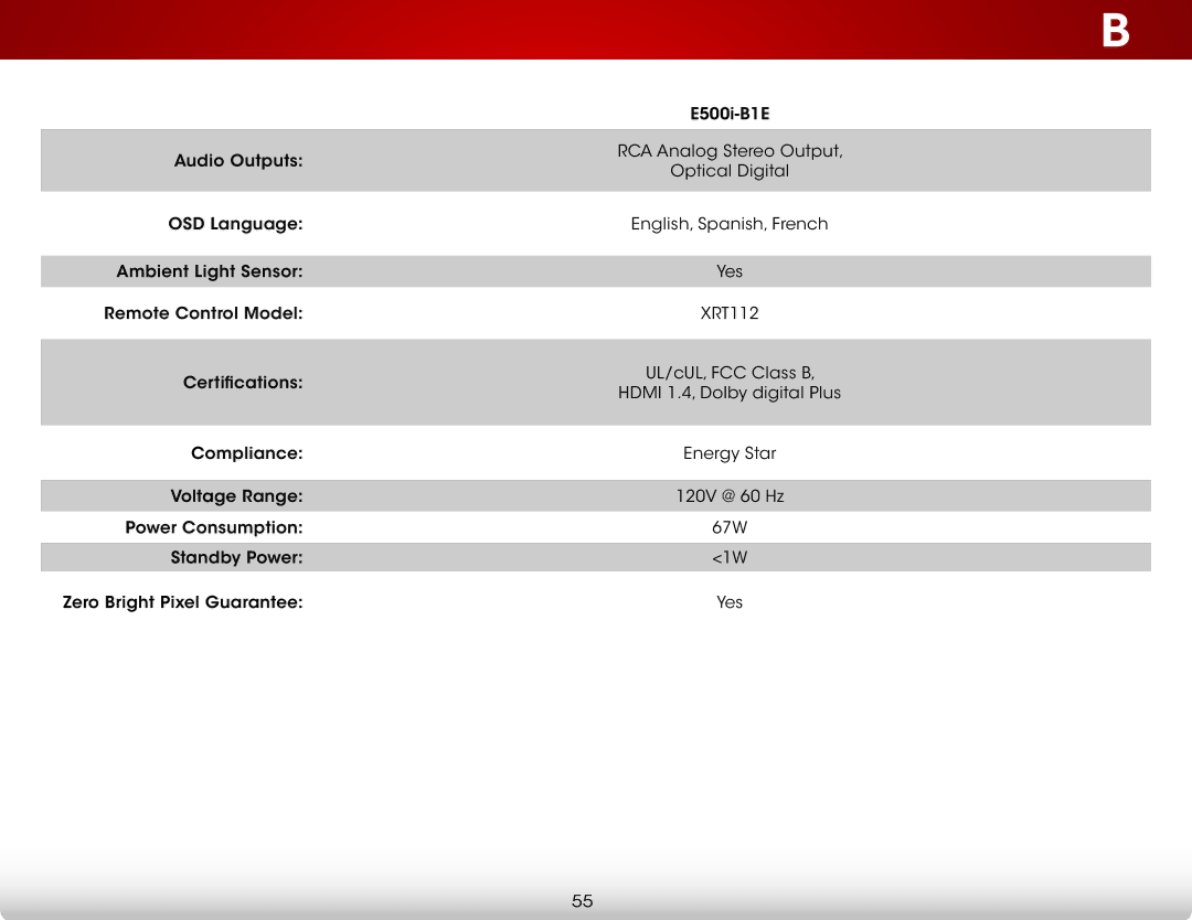 Vizio E500i-B1E user manual 