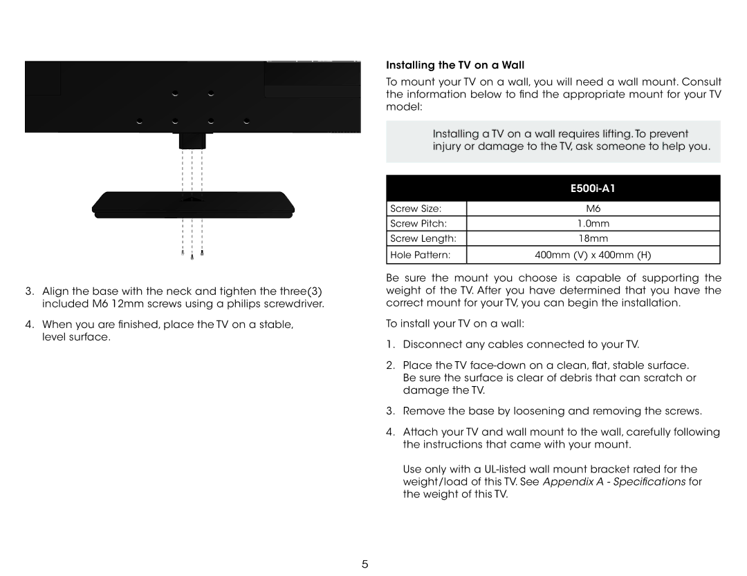 Vizio E500I-A1, E500IA1 user manual E500i-A1 