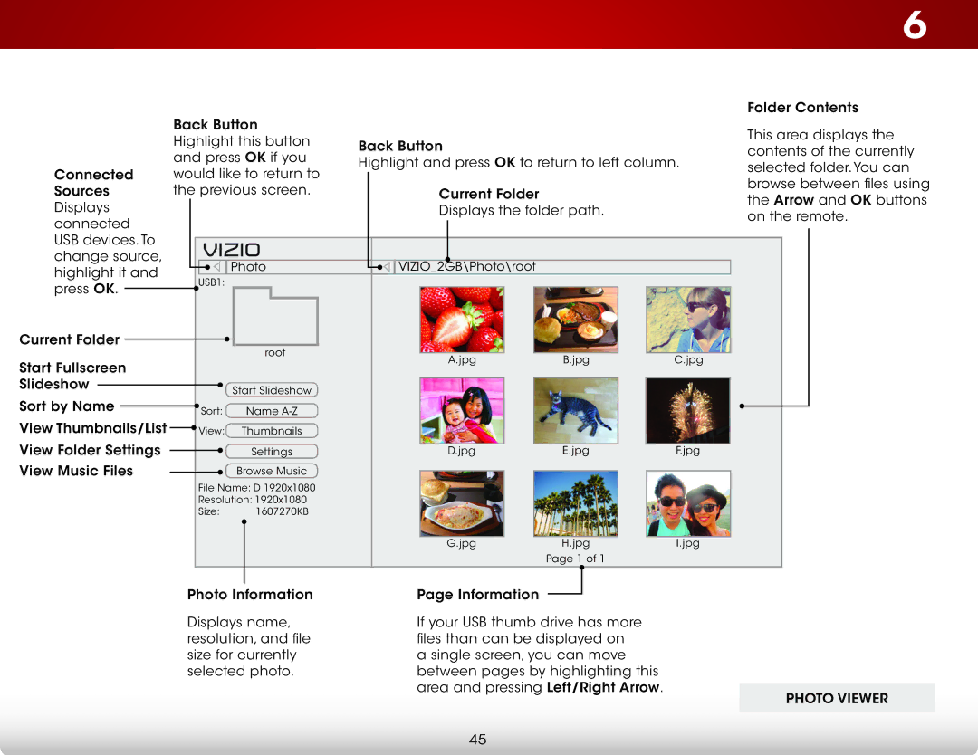 Vizio E500I-A1, E500IA1 user manual Photo Viewer 