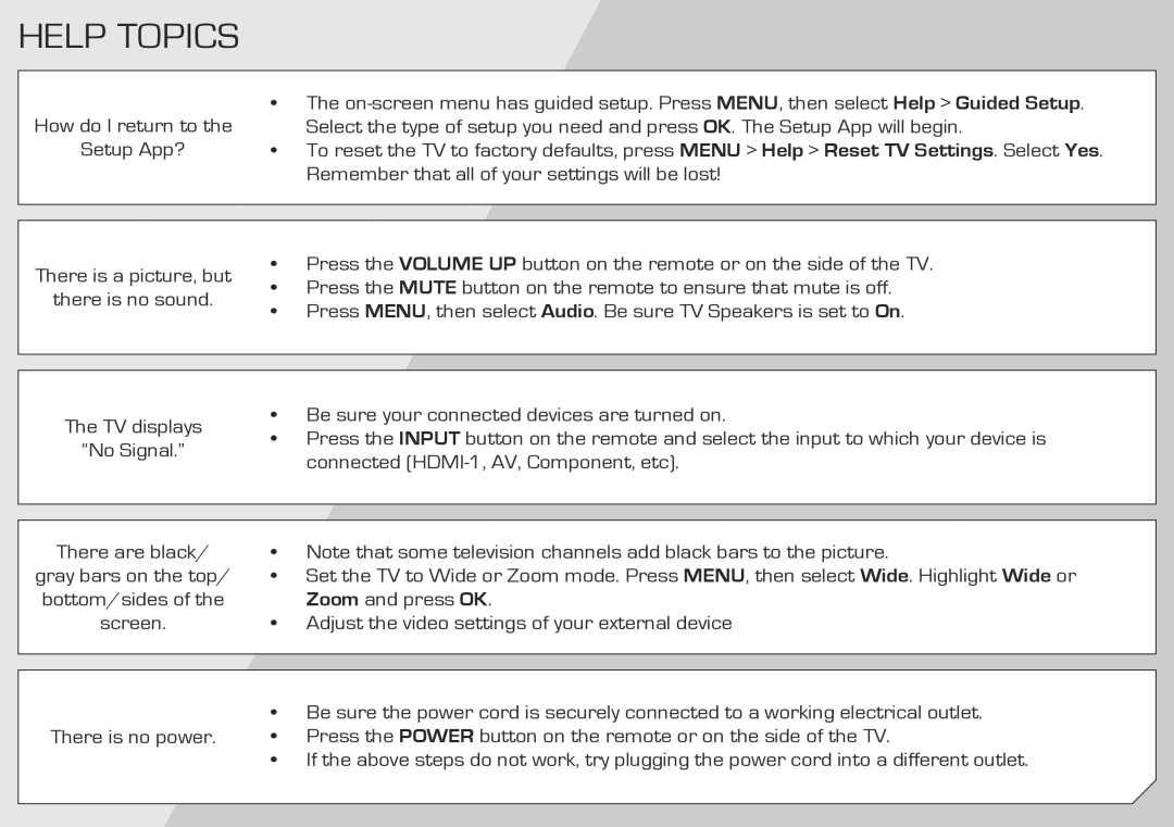 Vizio E502AR quick start Help Topics 