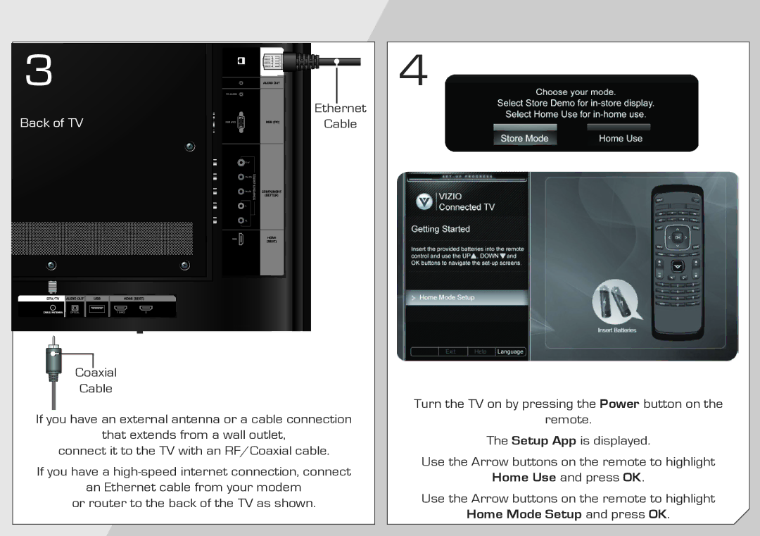 Vizio E502AR quick start Home Use and press OK 