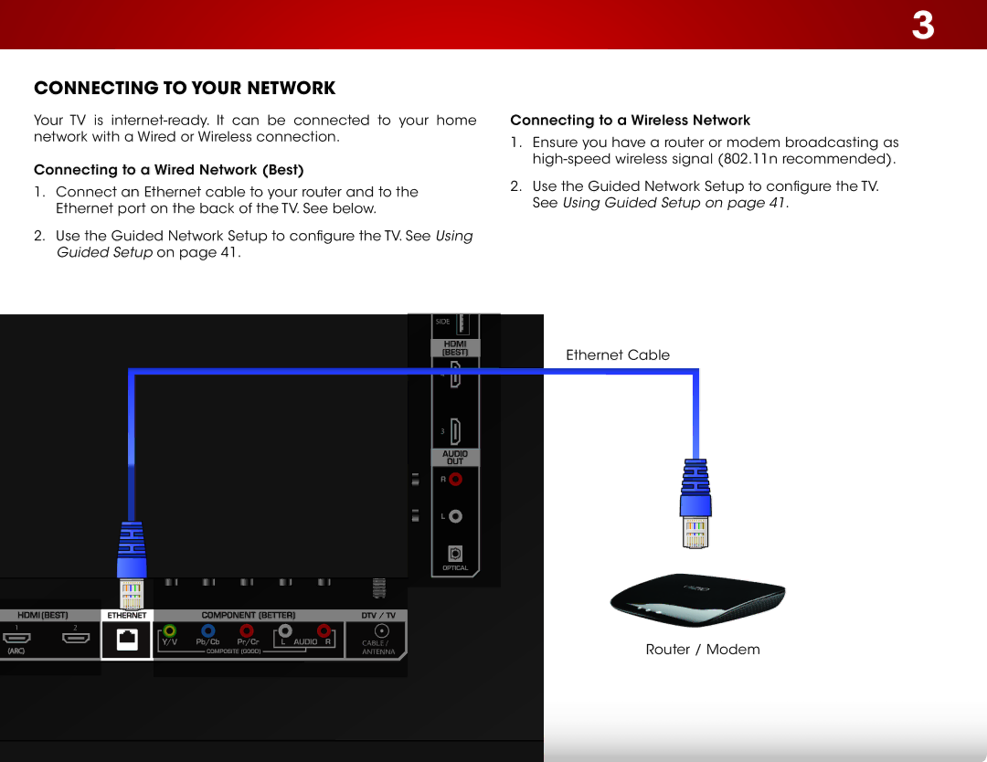 Vizio E550i-A0E user manual Connecting to your Network 