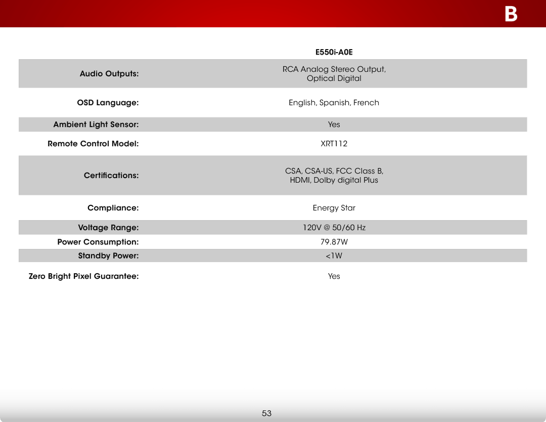 Vizio E550i-A0E user manual 