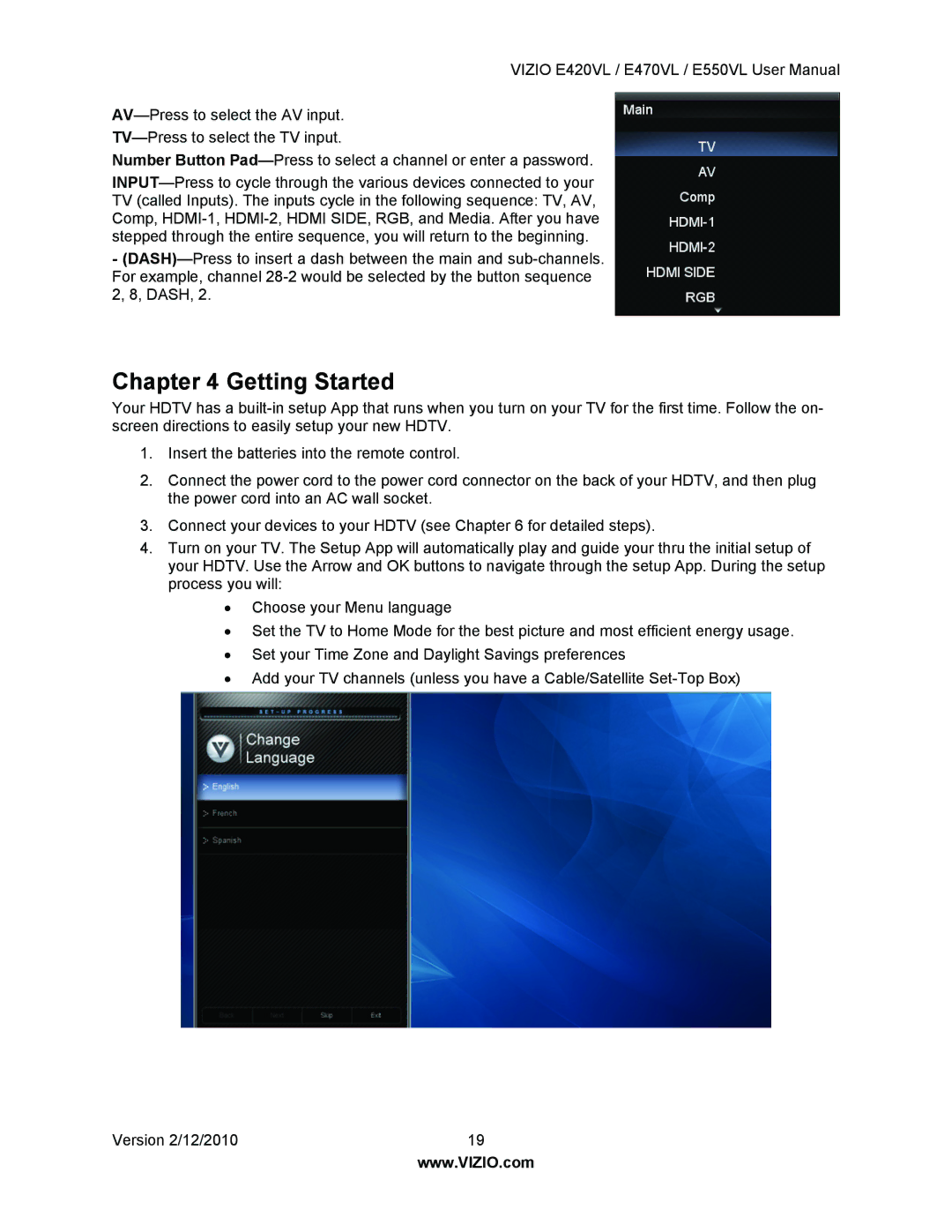 Vizio E470VL, E550VL, E420VL user manual Getting Started 