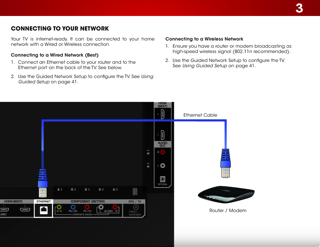 Vizio E551d-A0 user manual Connecting to your Network 