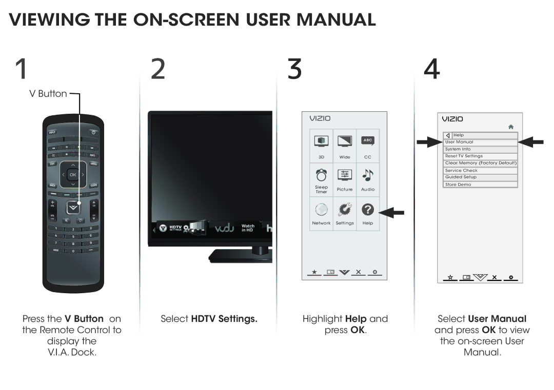 Vizio E551d-A0 quick start Highlight Help Press OK 