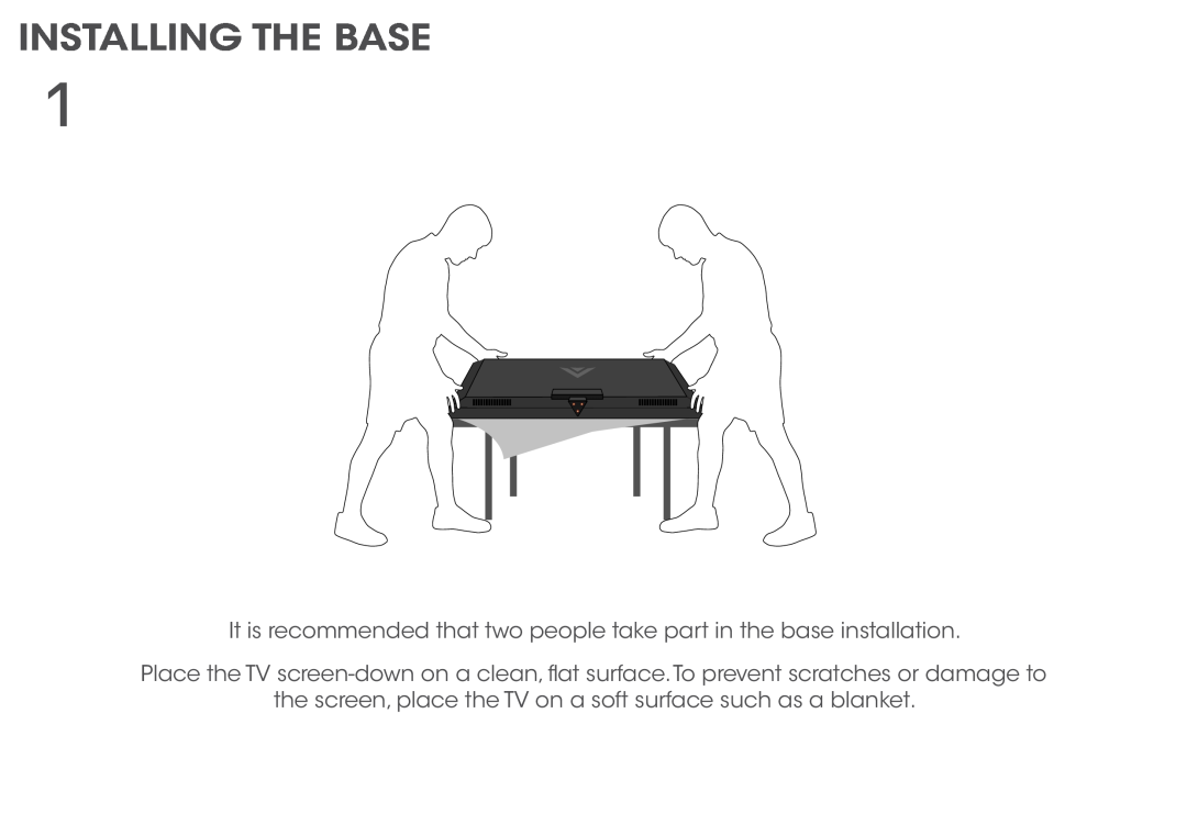 Vizio E551d-A0 quick start Installing The Base, It is recommended that two people take part in the base installation 