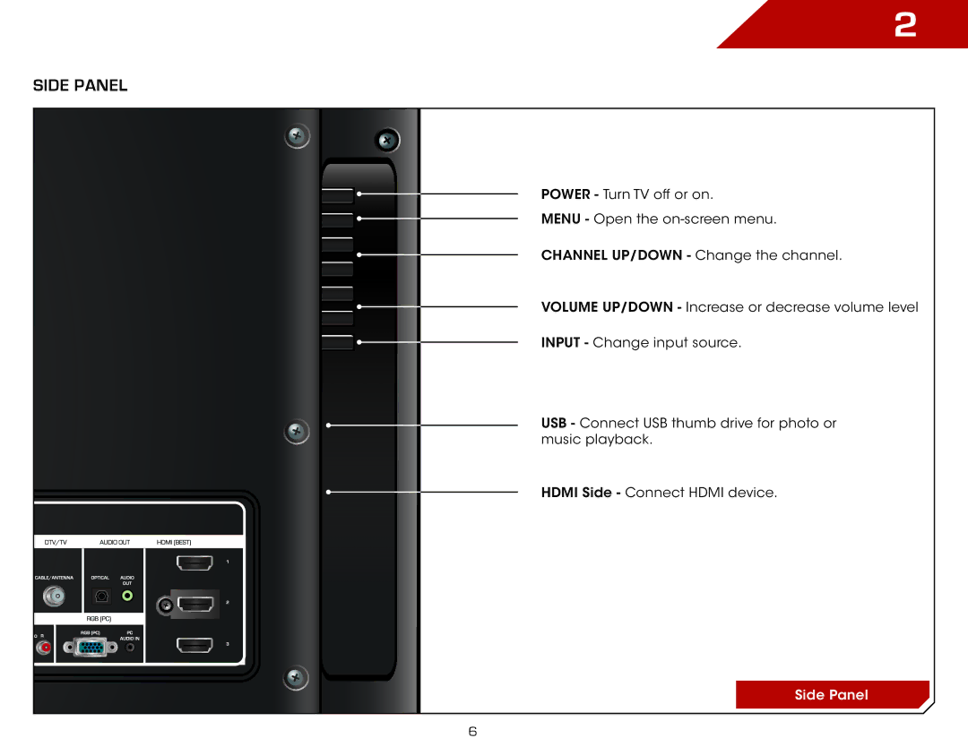 Vizio E552VLE warranty Side Panel 