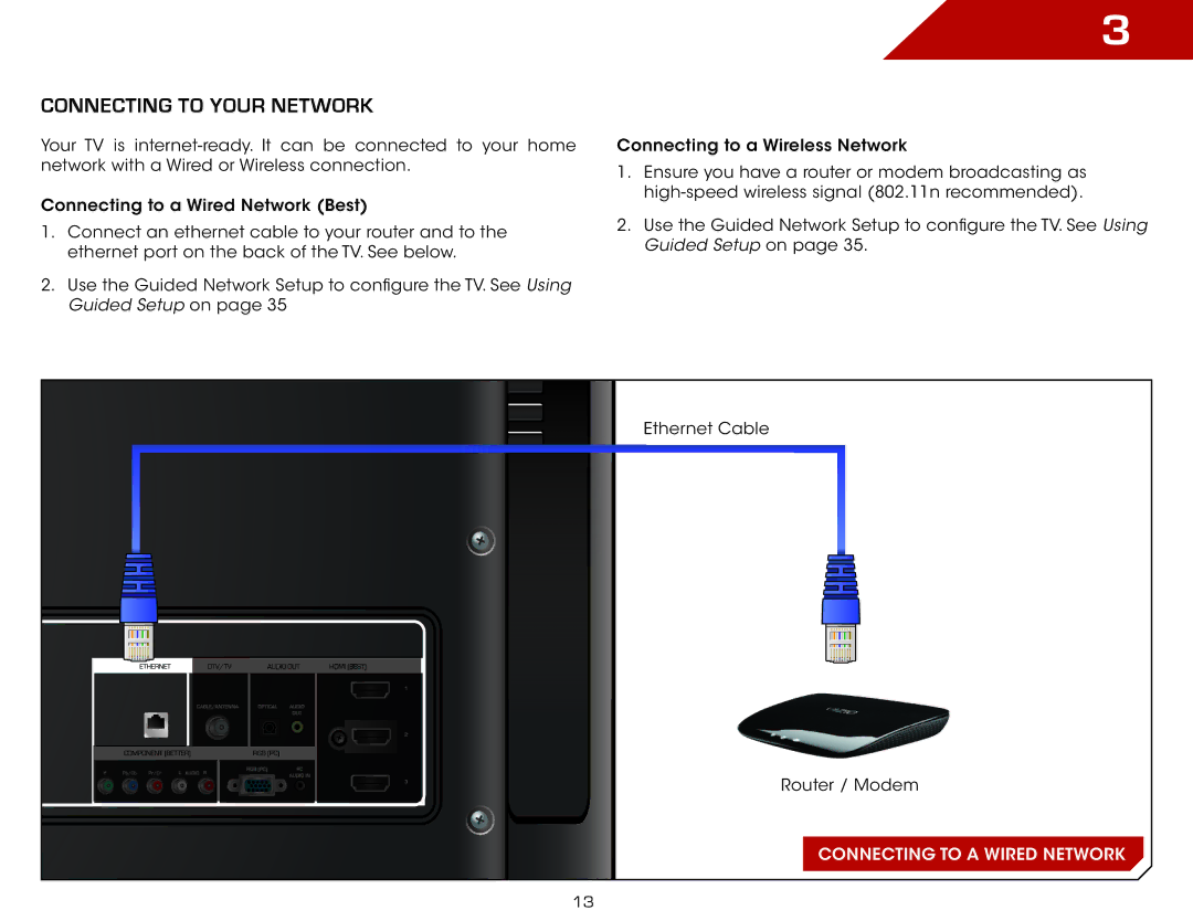 Vizio E552VLE warranty Connecting to your network 