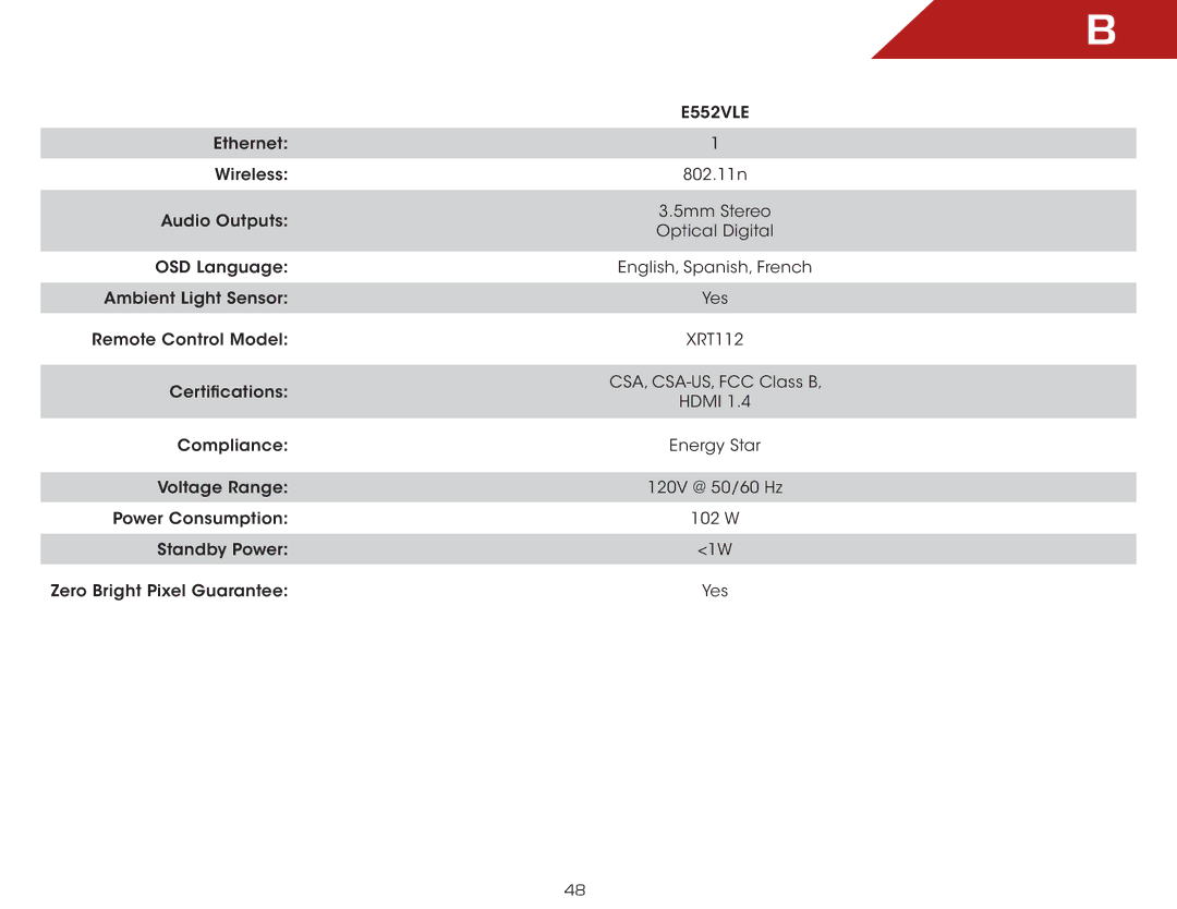 Vizio E552VLE warranty 