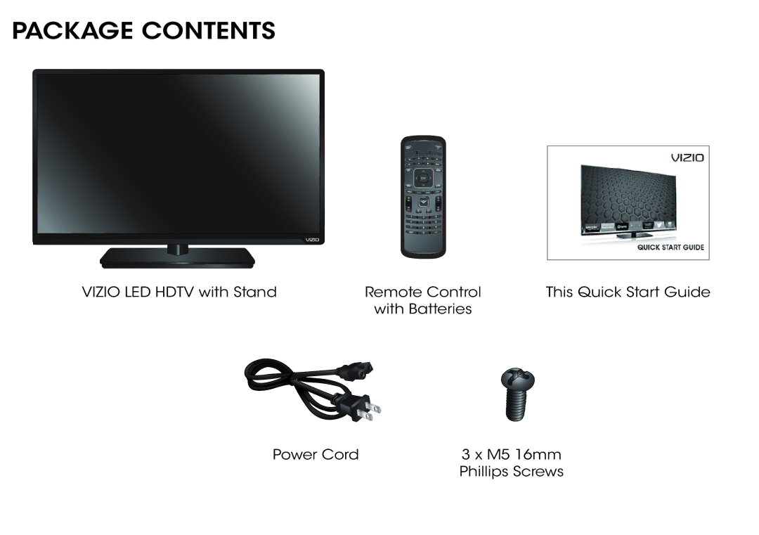 Vizio E600i-B3 & E700i-B3 manual Package Contents 