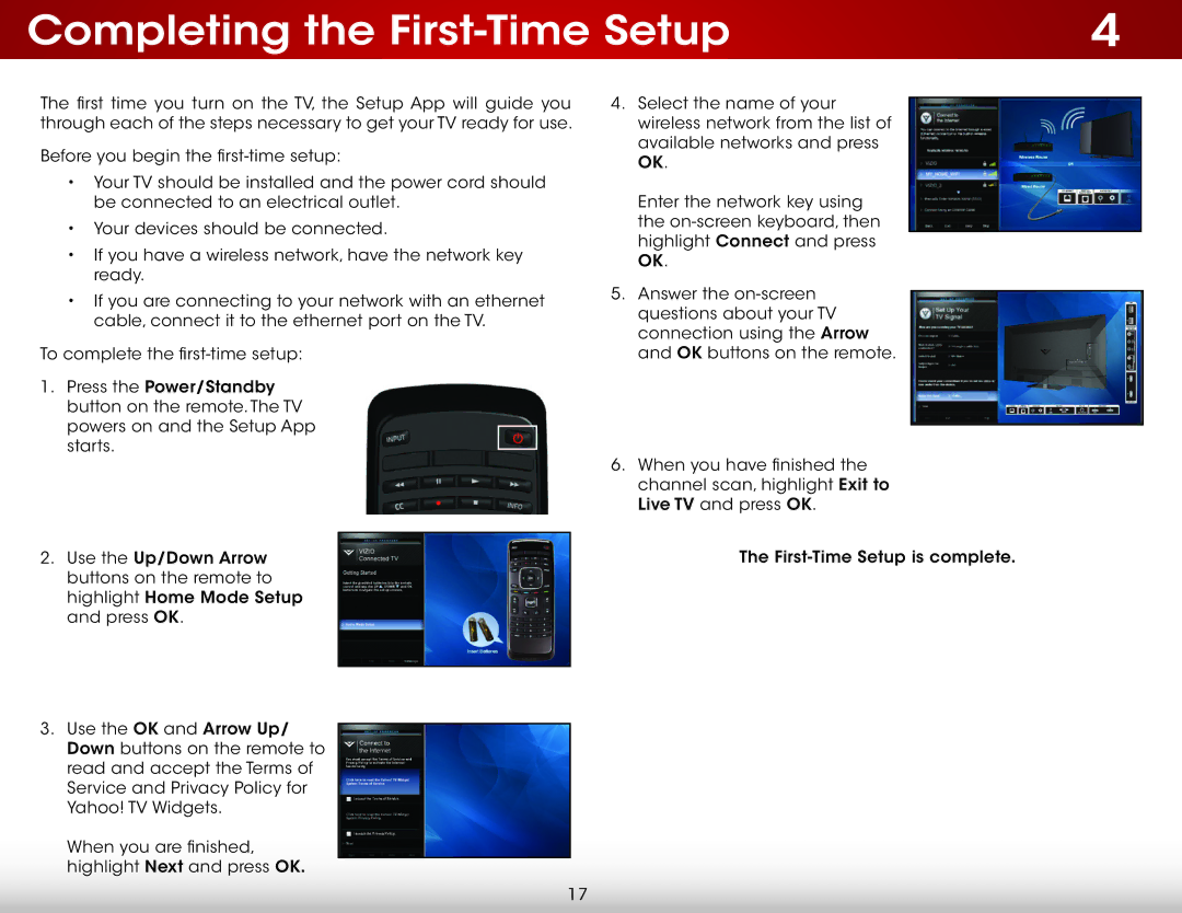 Vizio E601i-A3E user manual Completing the First-Time Setup 