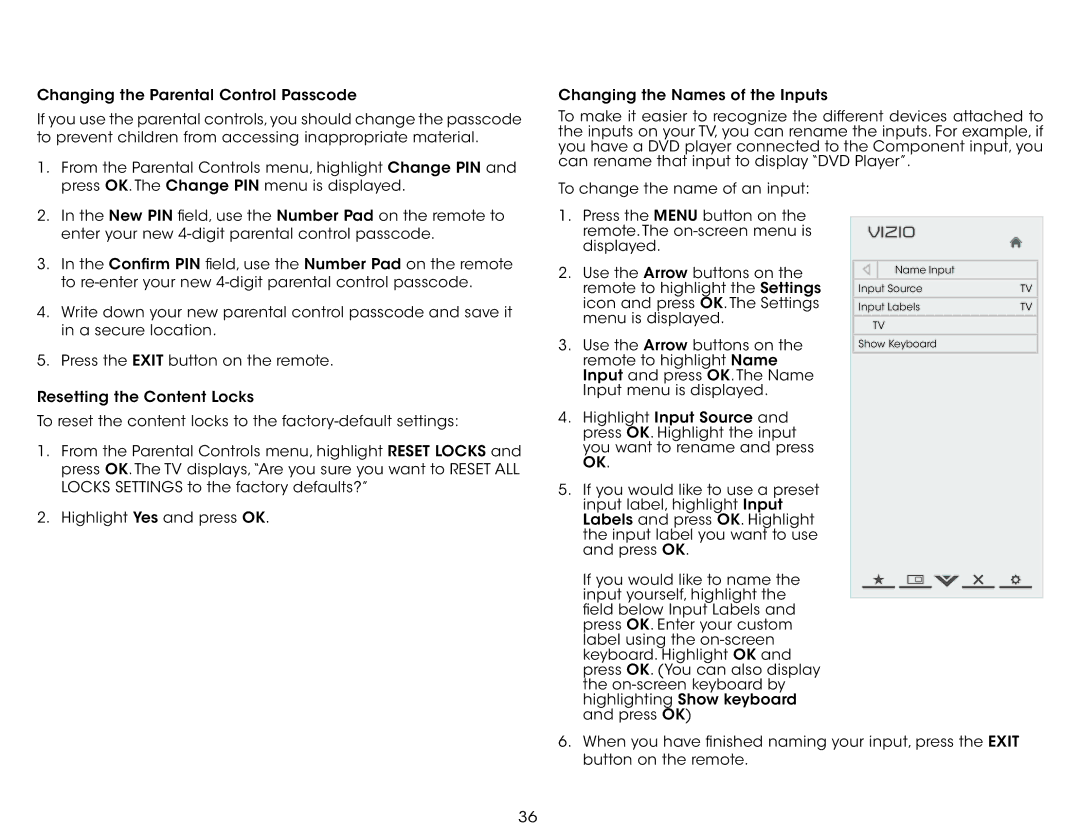 Vizio E601i-A3E user manual Name Input Input Source Input Labels Show Keyboard 