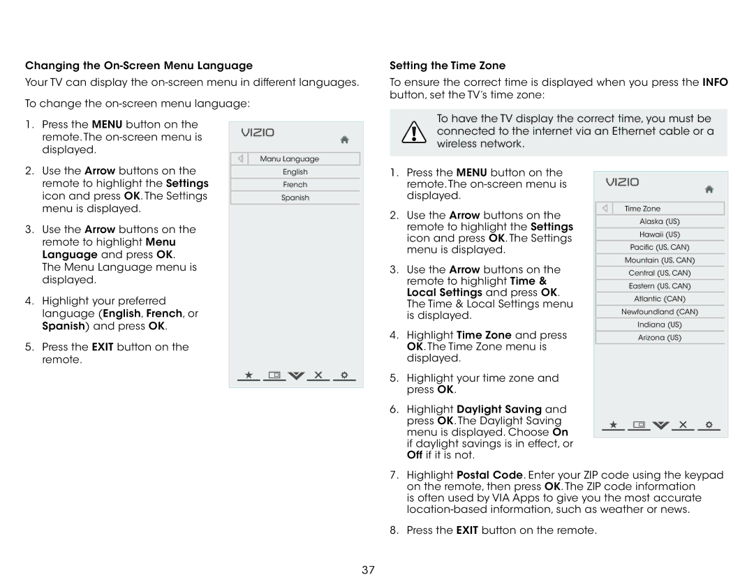 Vizio E601i-A3E user manual Manu Language 