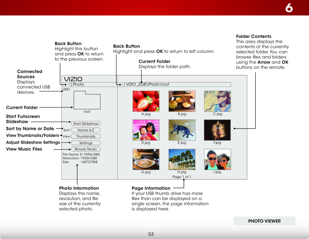 Vizio E600i-B3, E700i-B3 user manual Photo Viewer 