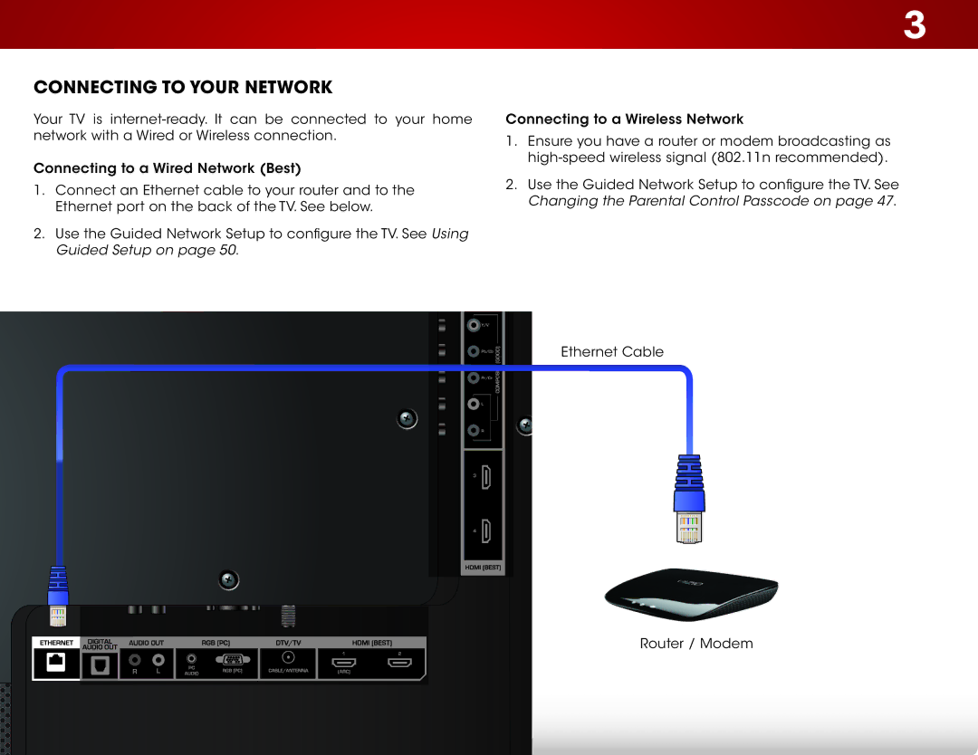 Vizio E601I-A3, E701i-A user manual Connecting to your Network 