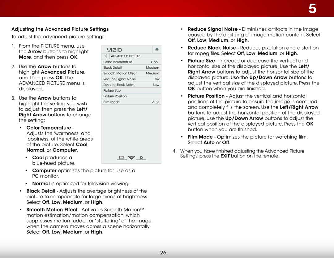 Vizio E701i-A, E601I-A3 user manual Arrow buttons to highlight More, and then press OK 