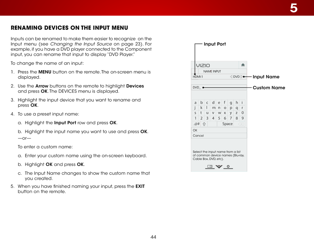 Vizio E701i-A, E601I-A3 user manual Renaming Devices on the Input Menu 