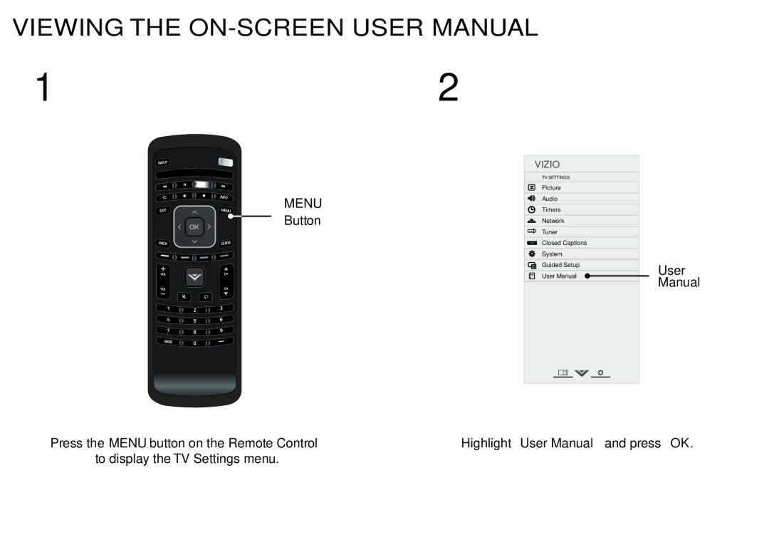 Vizio E701I-A3, E601I-A3 quick start Button 