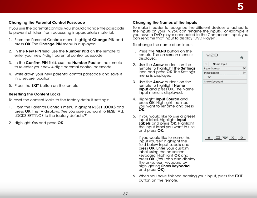 Vizio E701I-A3, E701IA3, E601IA3B, E601I-A3 user manual Name Input Input Source Input Labels Show Keyboard 